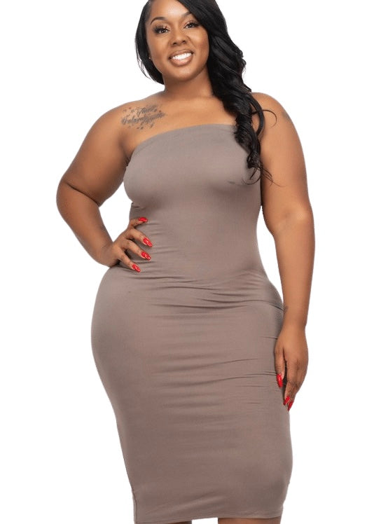 Taupe Strapless Dress – Ta ta's Boutique
